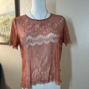Forever 21 Sheer Lace Mesh Top Y2K Festival - Size M